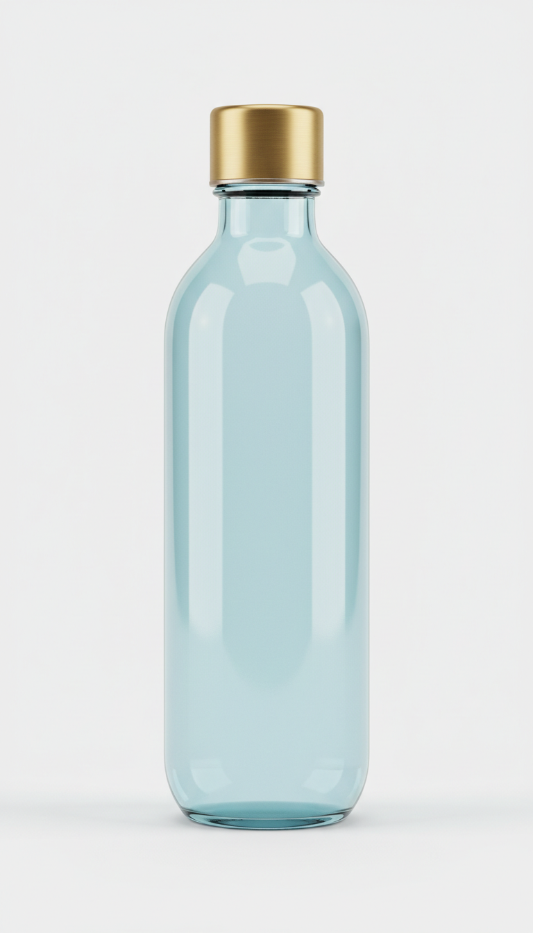 Icy blue glass water bottle