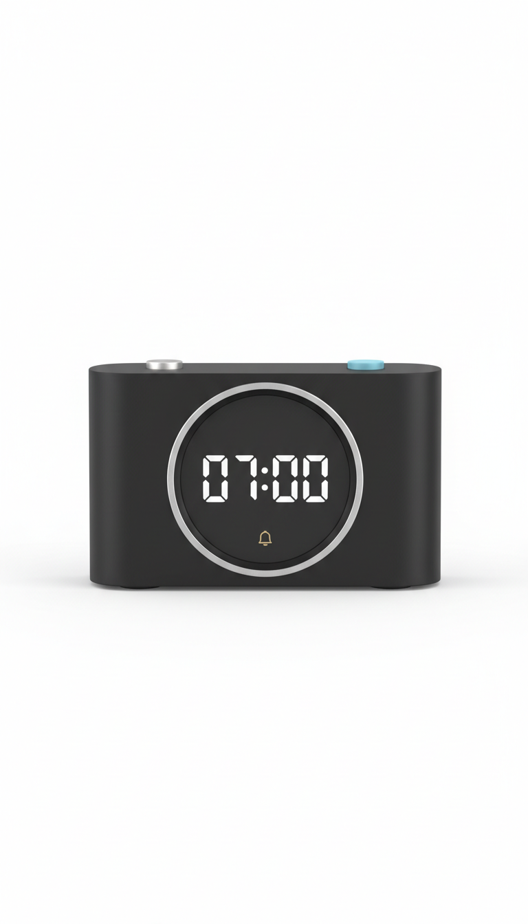 Graphite black minimalist alarm clock