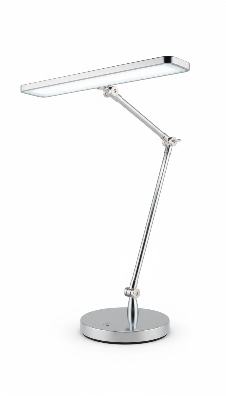 Polished silver LED desk lamp
